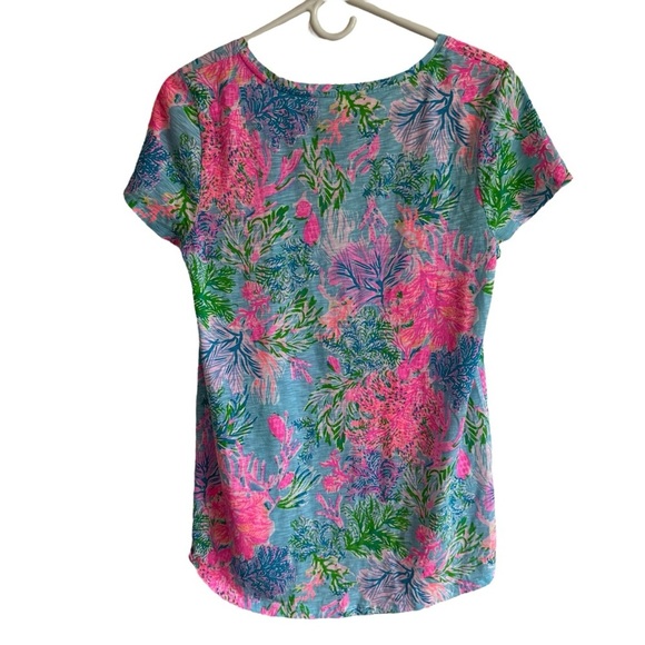 Lilly Pulitzer Etta Scoop Neck Top in Celestial Blue Cay To My Heart, Size M - Picture 8 of 9